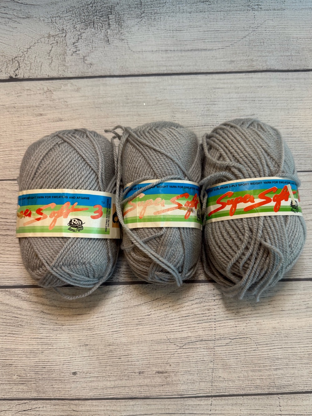 Lana Moro Super Soft 3 - Light Gray Acrylic Yarn - 3-Pack
